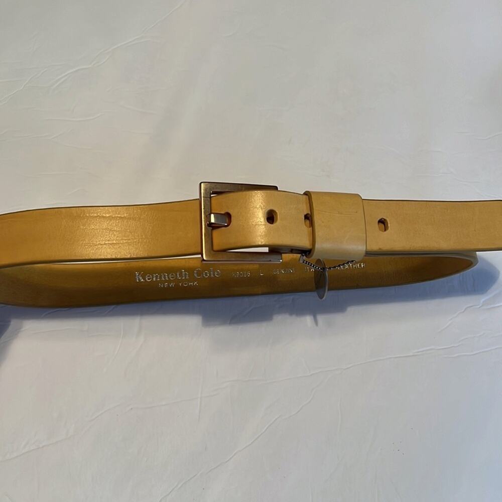 Kenneth Cole genuine Italian leather yellow gold waist belt with branded tag L - Picture 7 of 8